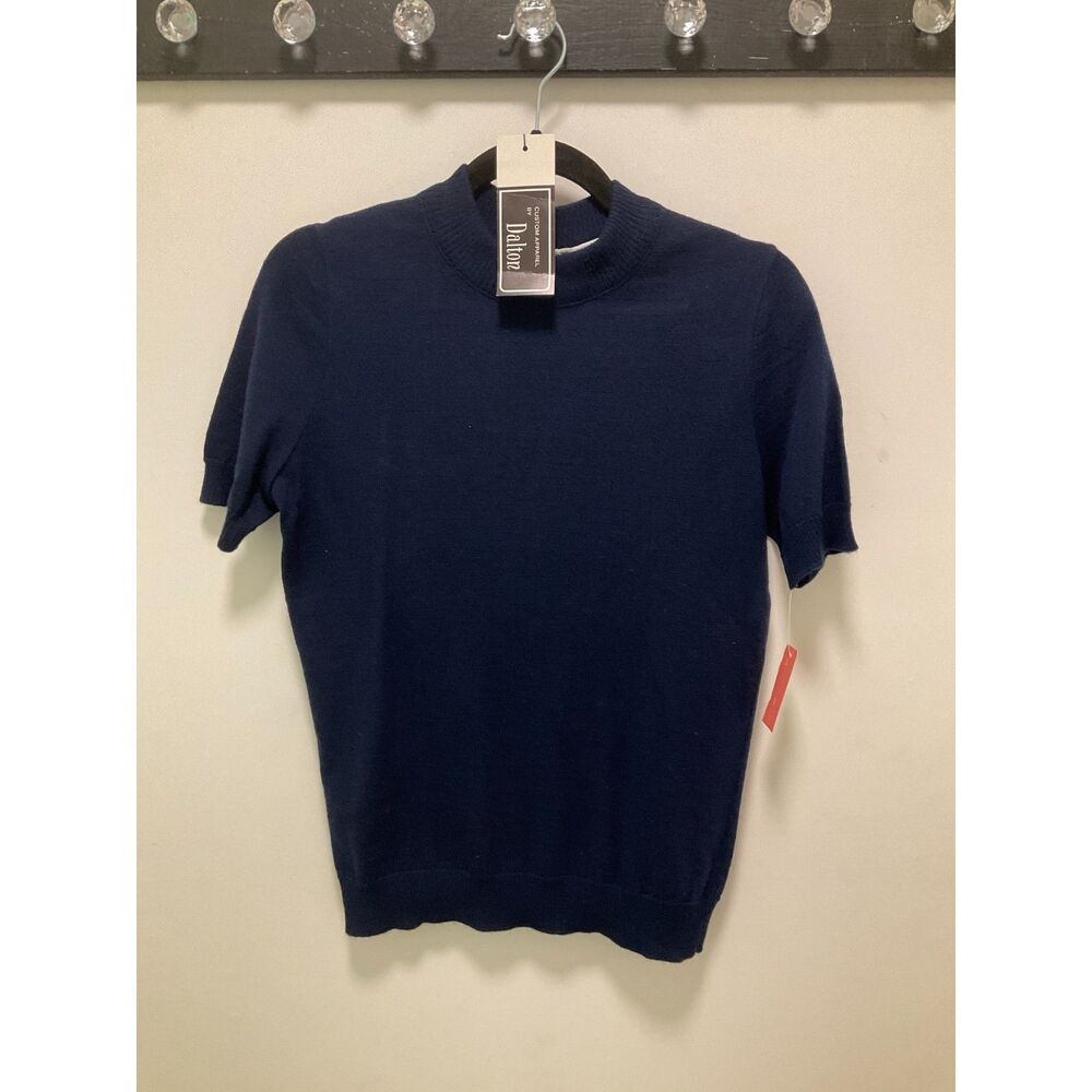 Vntg Dalton wool sweater, mock turtle, never worn Size 14 Navy blue